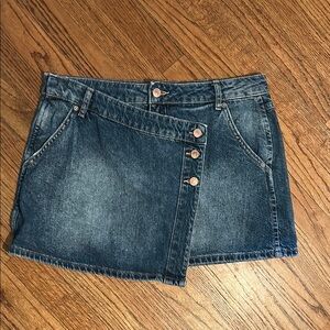 Free People Denim Mini Skirt in Medium Blue